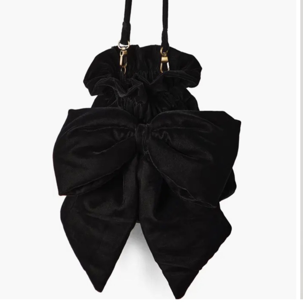 Free People Belle Velvet Bow Bag Black Bow Mini Bag